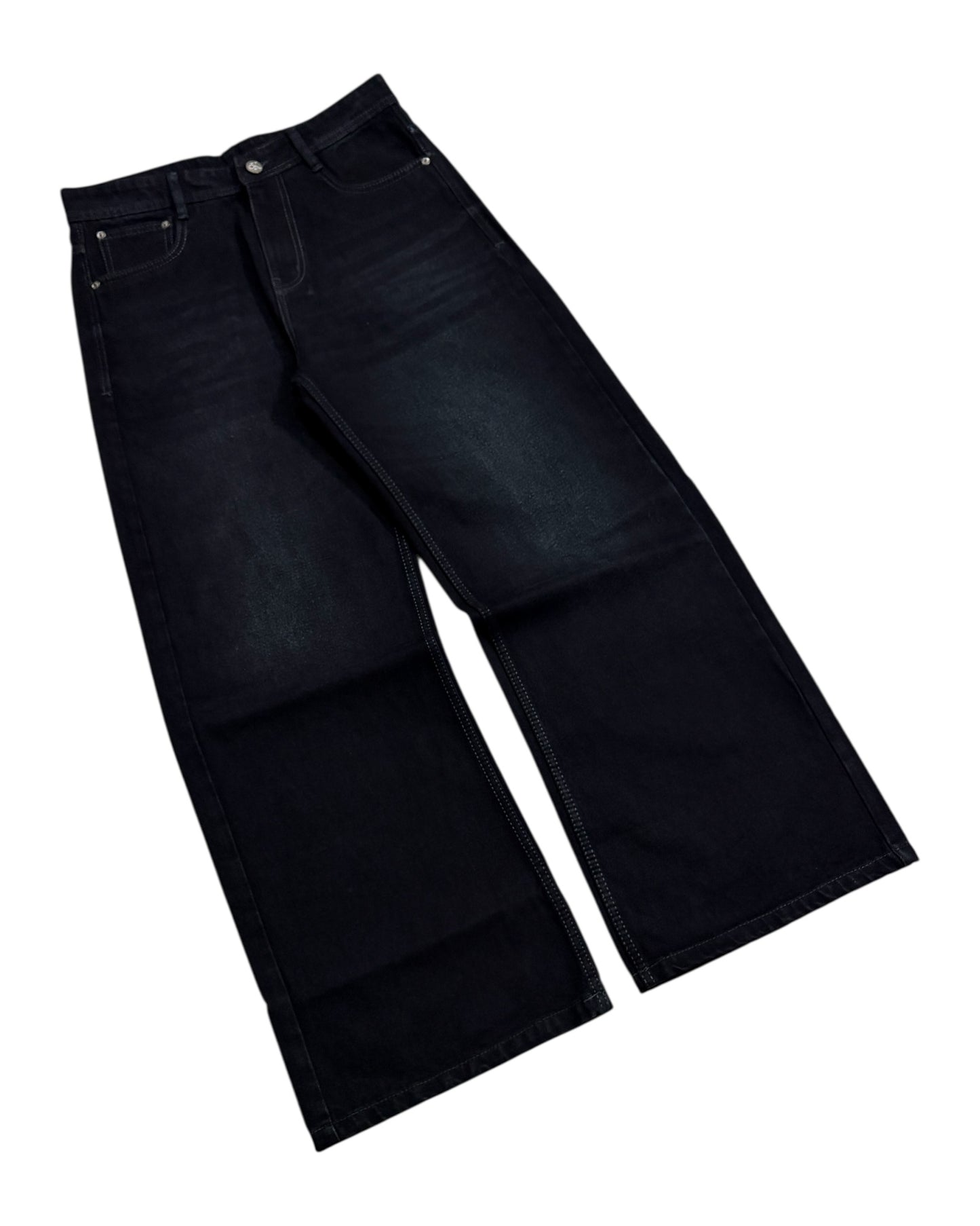Dark Black Wash Wide Fit Jeans