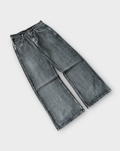 Charcoal Grey Vintage Wash Baggy Wide Leg Jeans