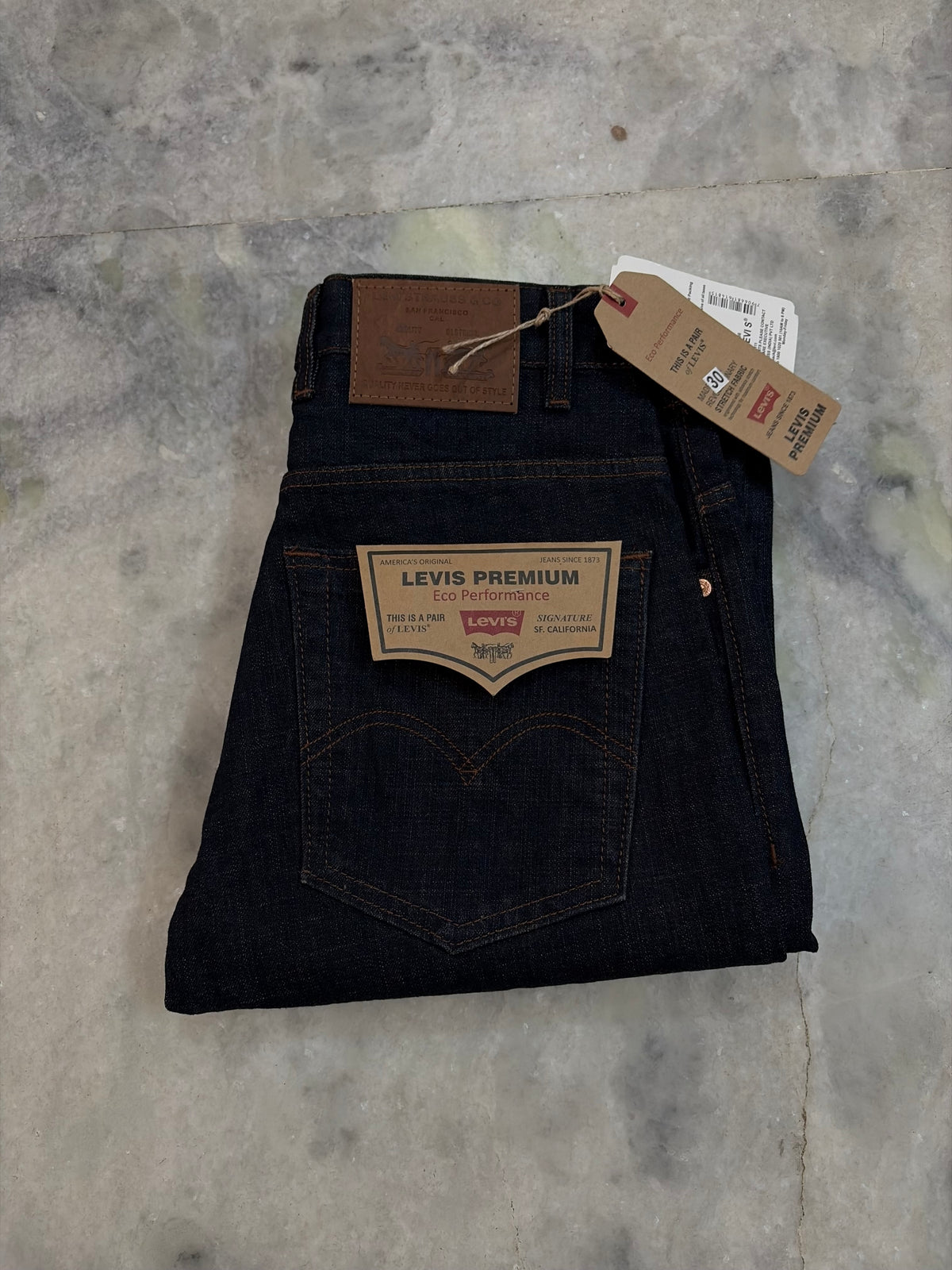 Raw Wash Straight Fit Jeans - Blackish Blue