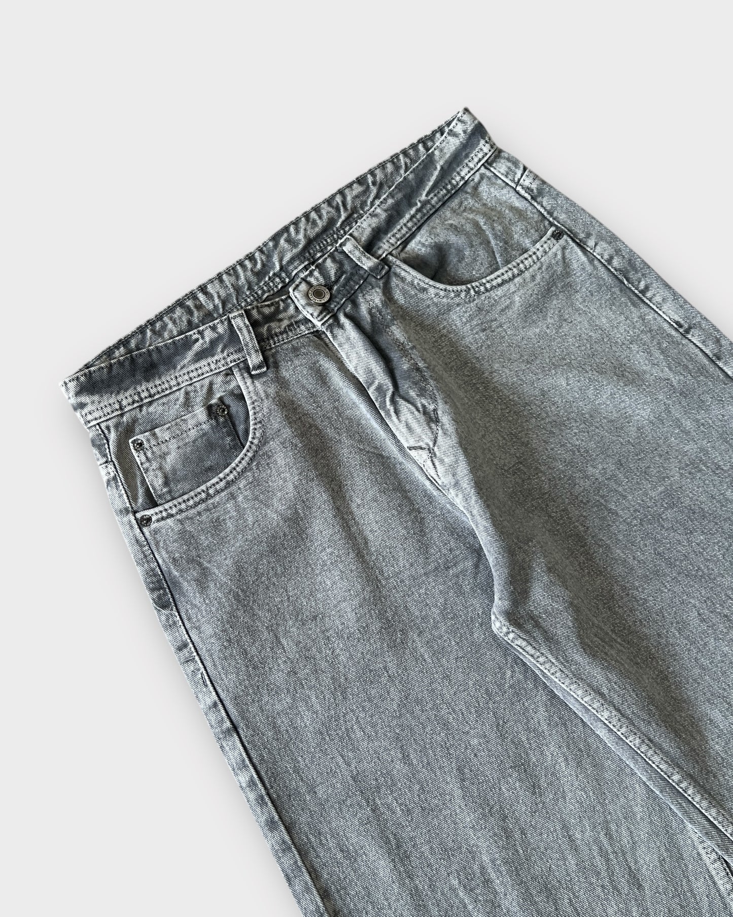 Ash Grey Baggy Wide Leg Jeans