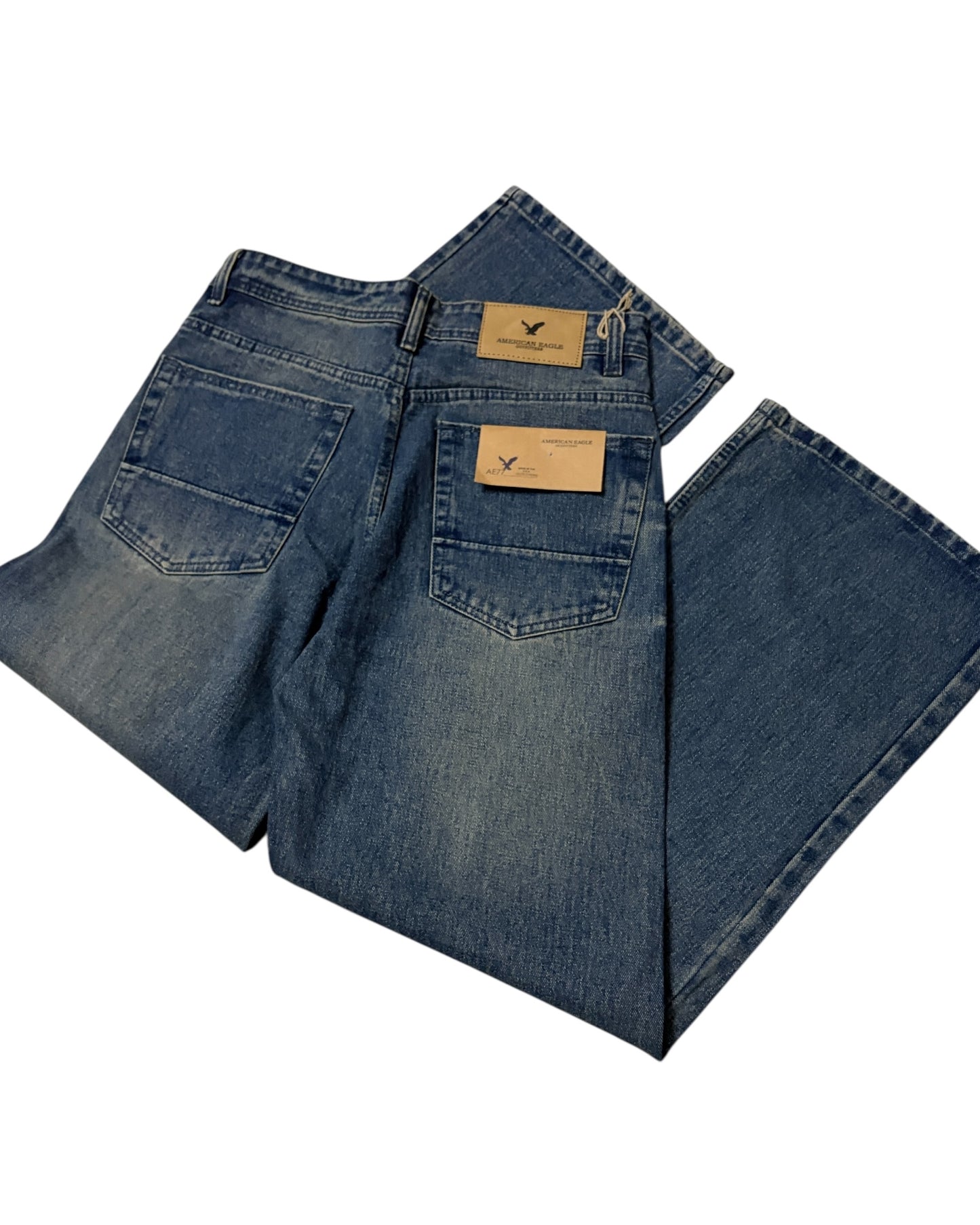 Dusty Vintage Blue Faded Wide Fit Jeans