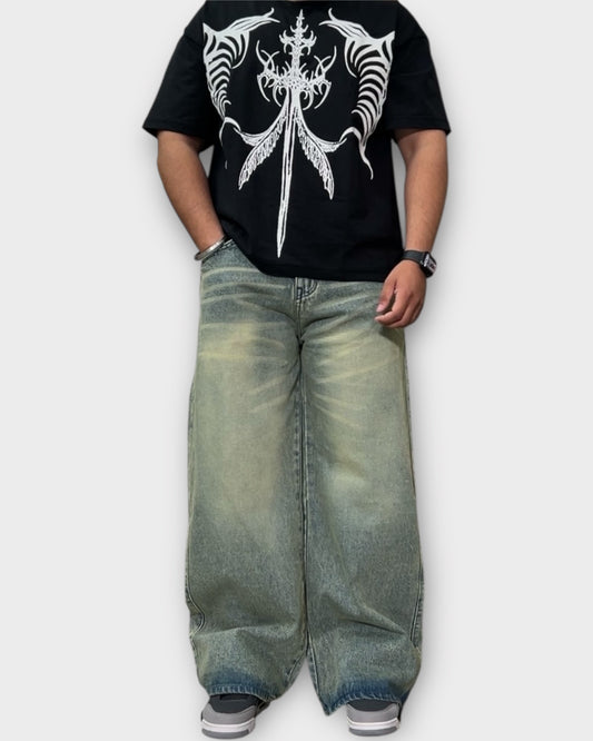 Green Tint Vintage Wide Leg Denim