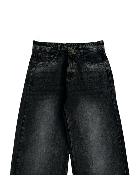 Black Grunge Wash Wide Fit Denim