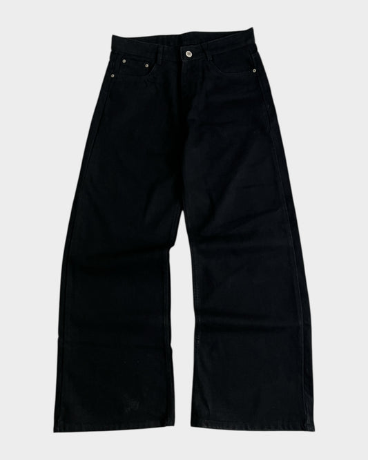 Solid Black Baggy Wide Leg Denim