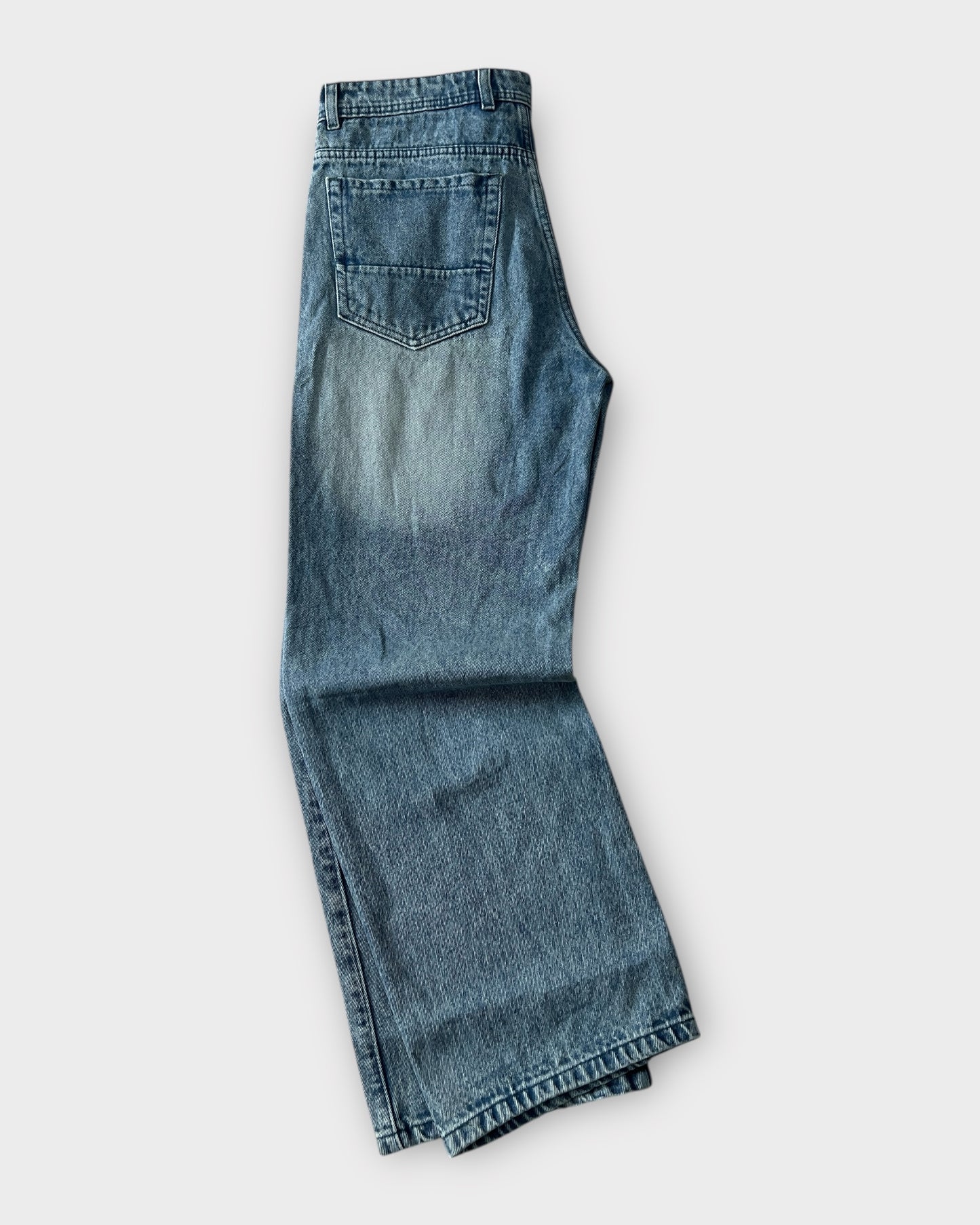 Light Sky Blue Fade Relaxed Straight Fit Denim