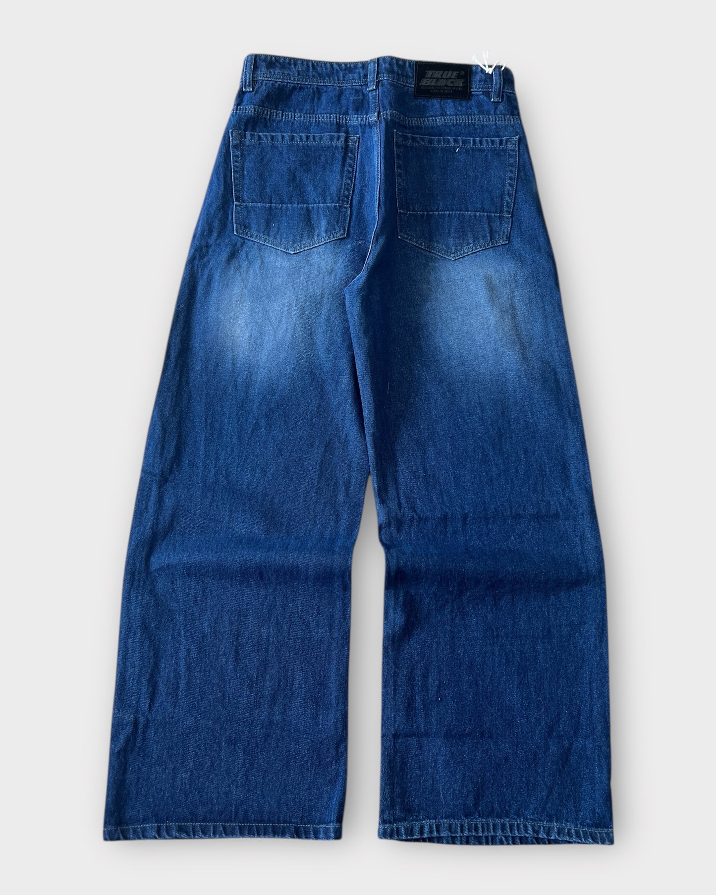 Deep Ocean Blue Fade Baggy Wide Fit Denim