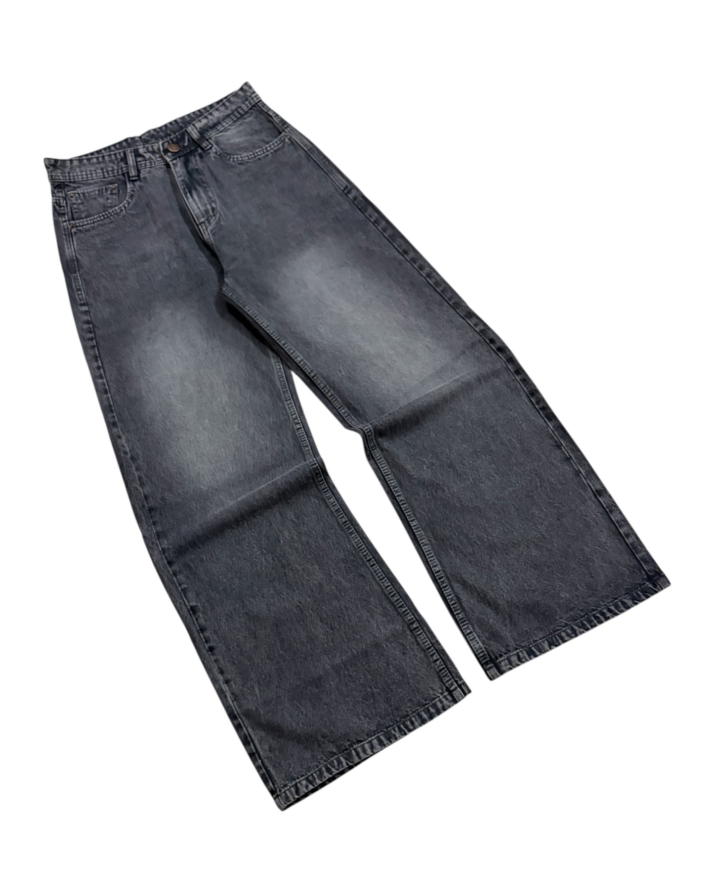 Dark Grey Faded Wide Jeans