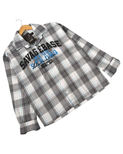White Savage Base Boxy Check Shirt
