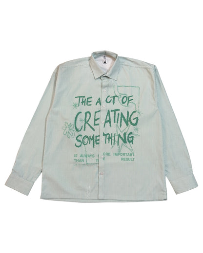 Striped Boxy Pure Cotton Shirt - Green