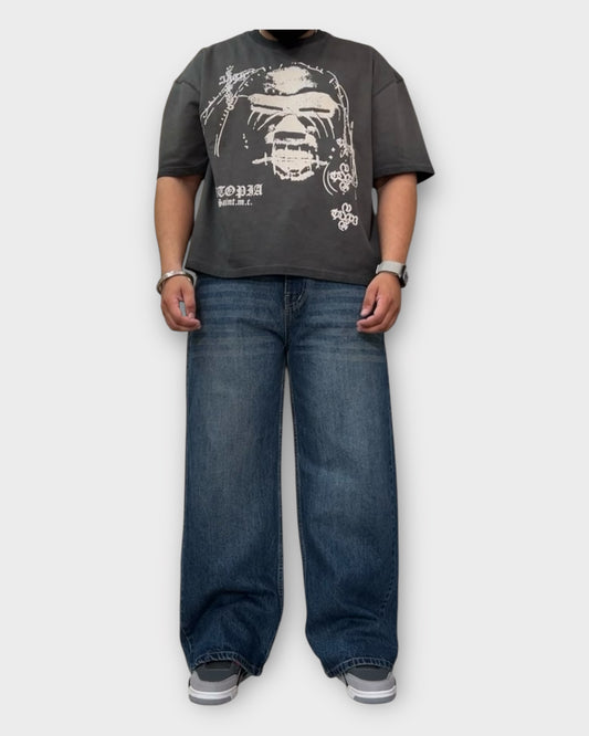 Retro Blue Wide Leg Denim