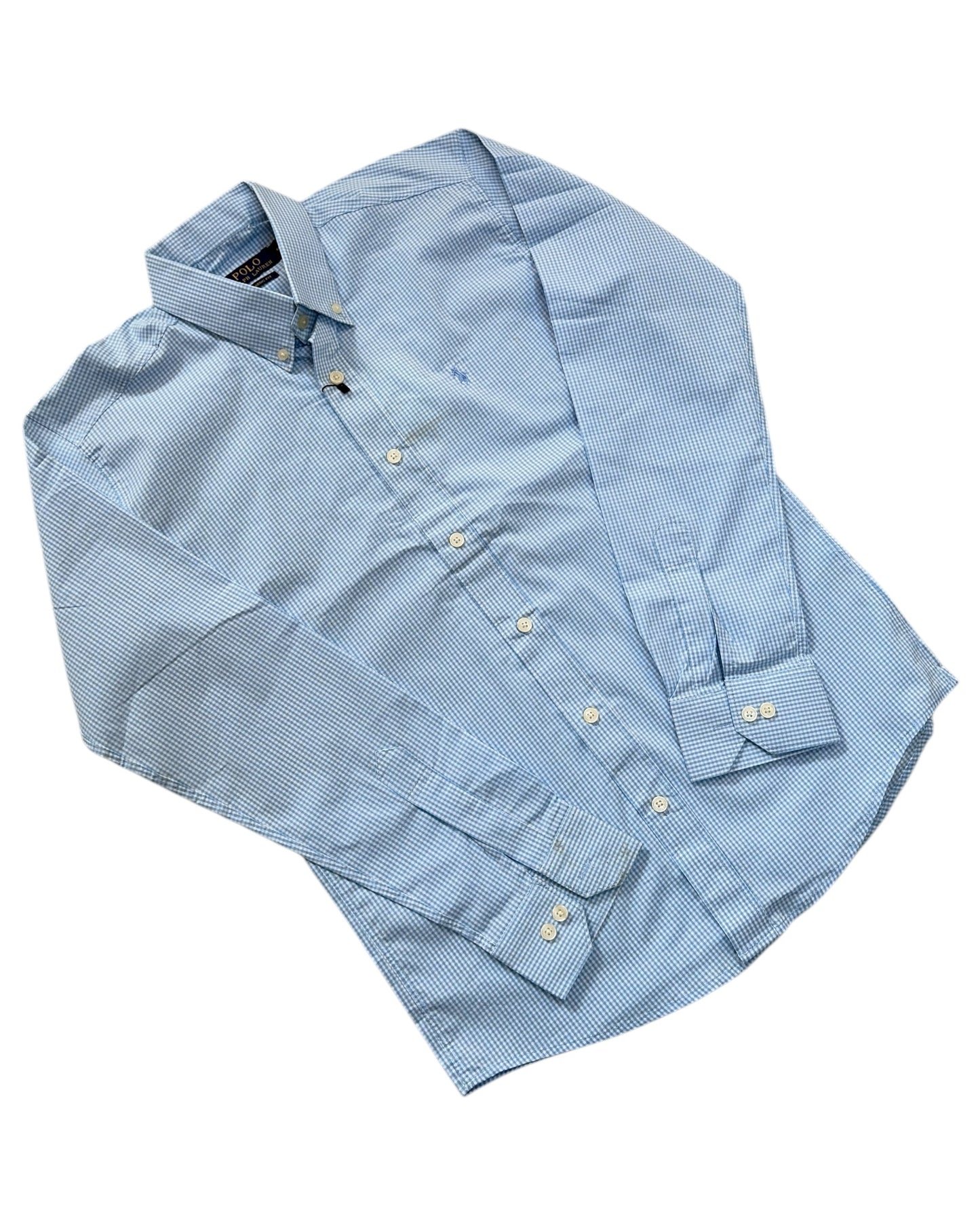 Micro-check Cotton Shirt - Blue