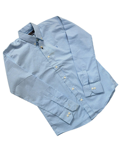 Micro-check Cotton Shirt - Blue