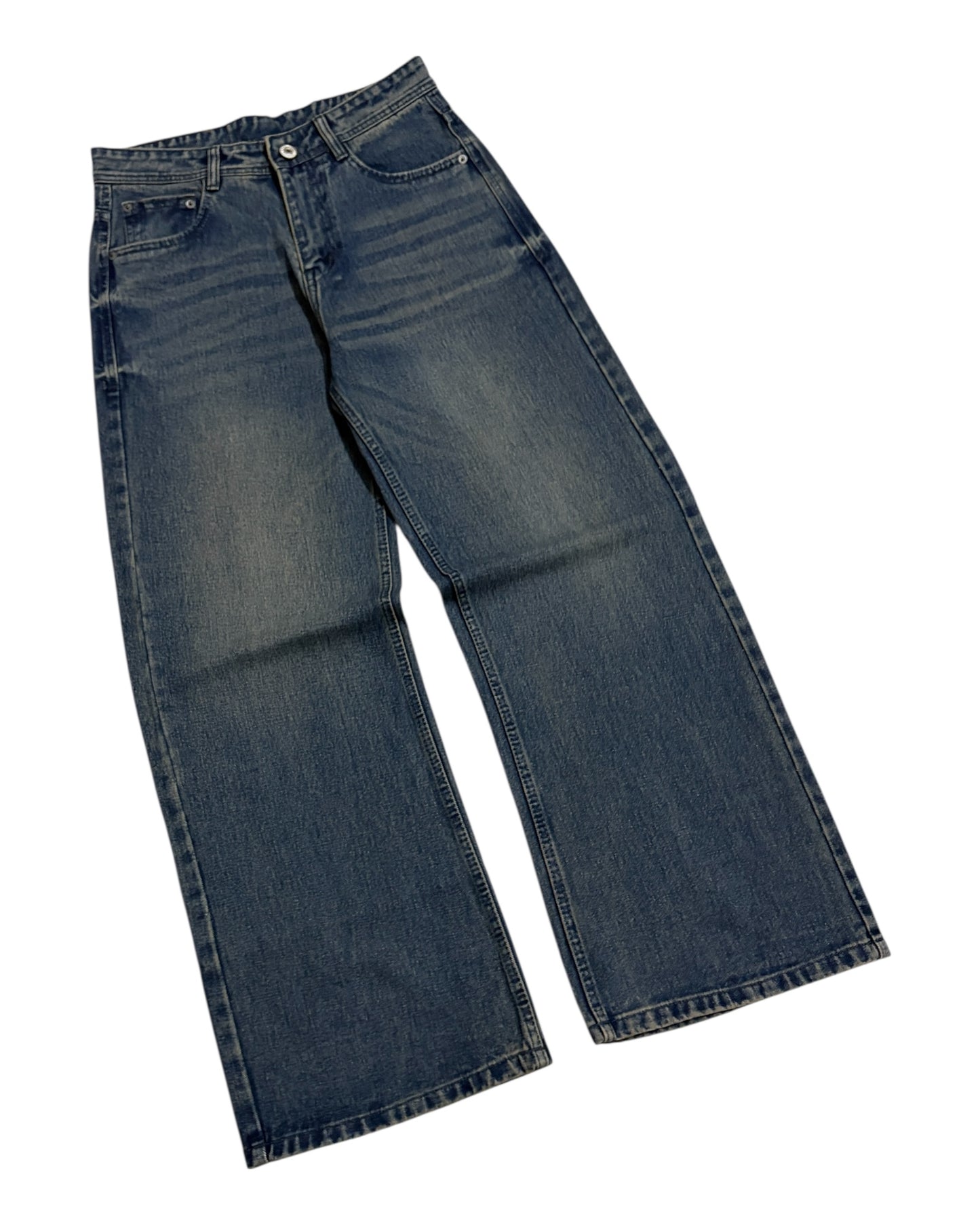 Dusty Vintage Blue Faded Wide Fit Jeans