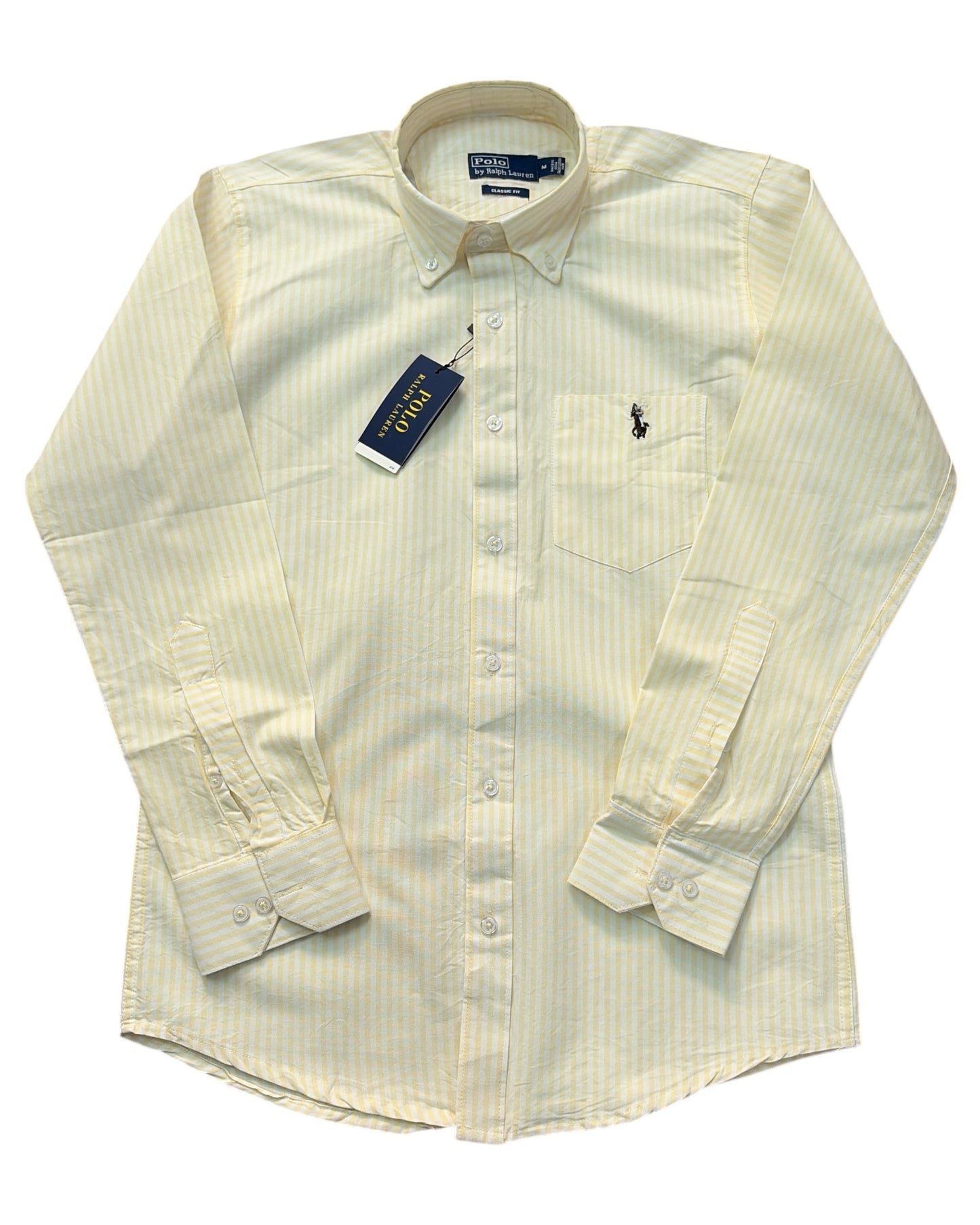 Striped Pure Cotton Shirt - Yellow