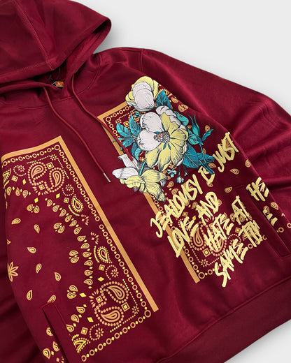 Regular Fit 310 GSM Cozy Hoodie - Maroon Red