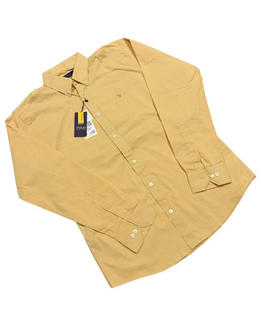 Micro-check Cotton Shirt - Yellow