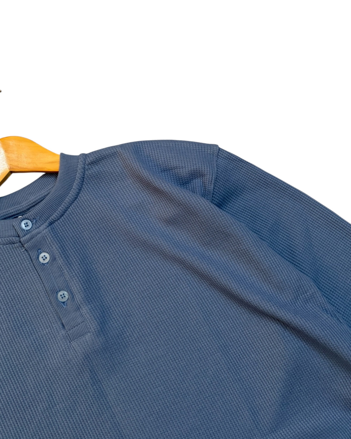 *Best Seller* Henley Boxy Waffle Tee - Blue