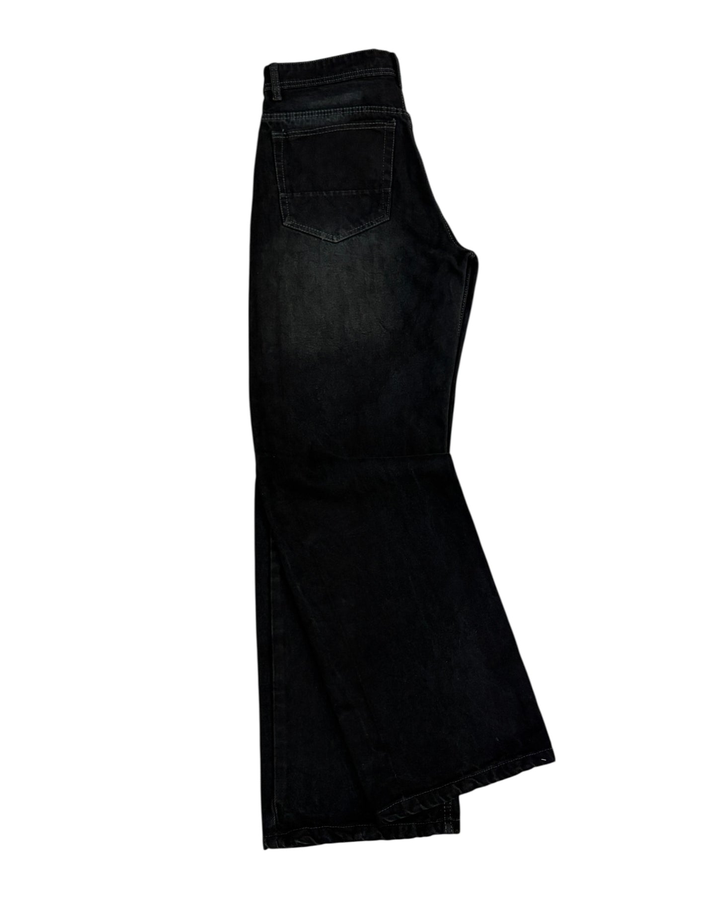 Black Dusty Wash Straight Wide Fit Denim