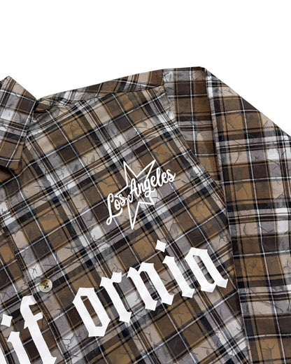Dusty Check Boxy Shirt - Brown