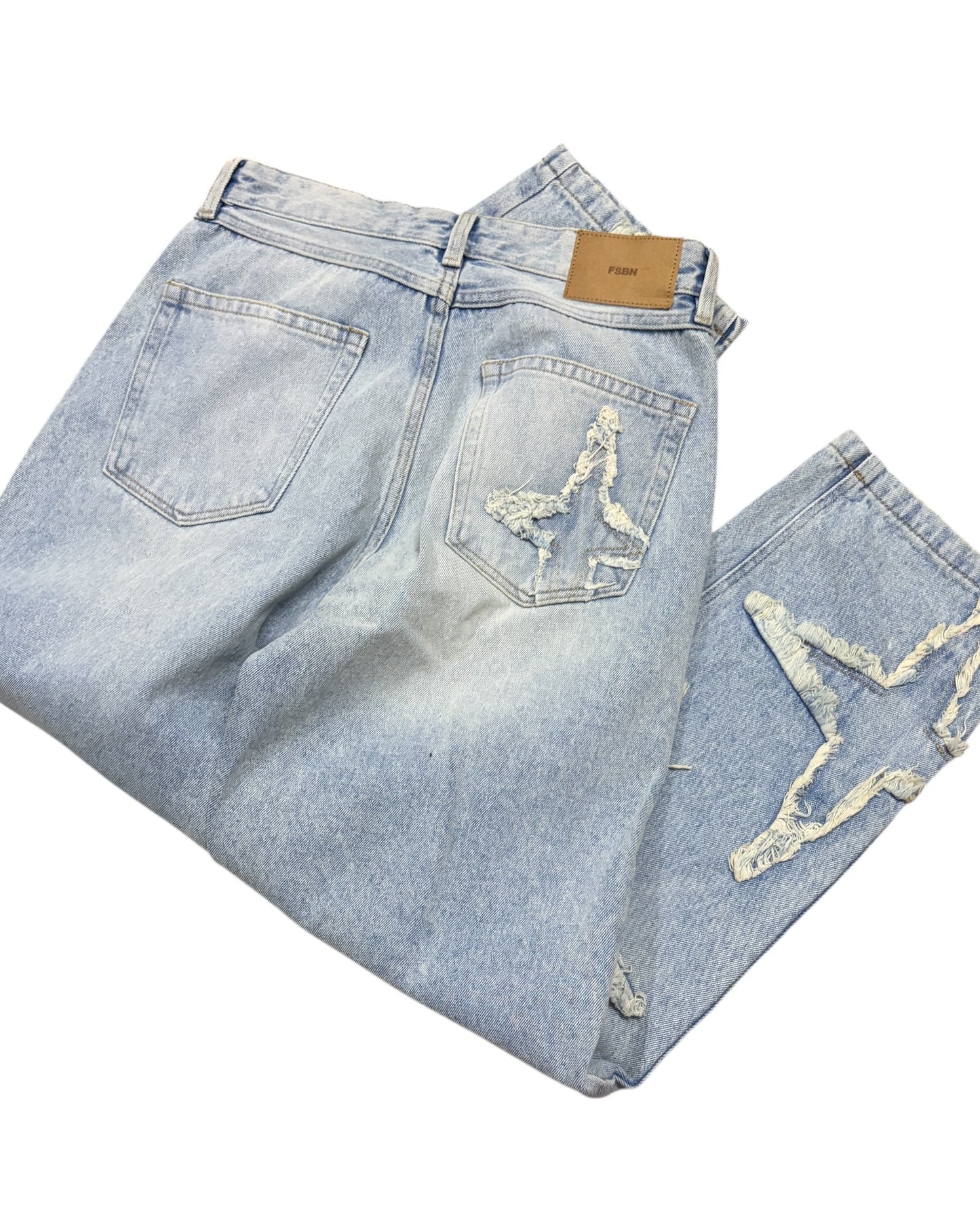 Original Star Frayed Baggy Jeans - Blue