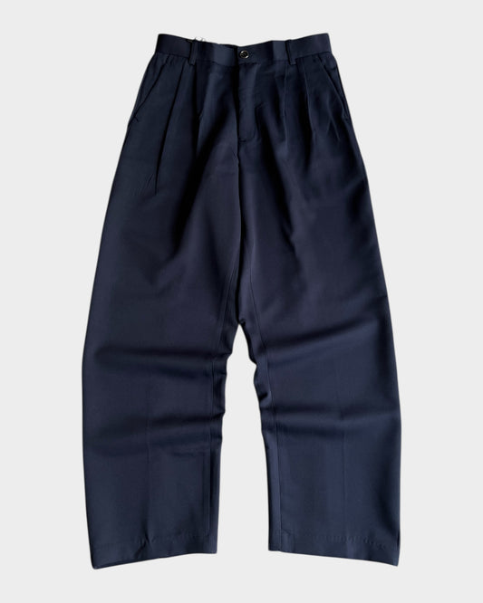 Baggy Pleated Trouser - Navy Blue