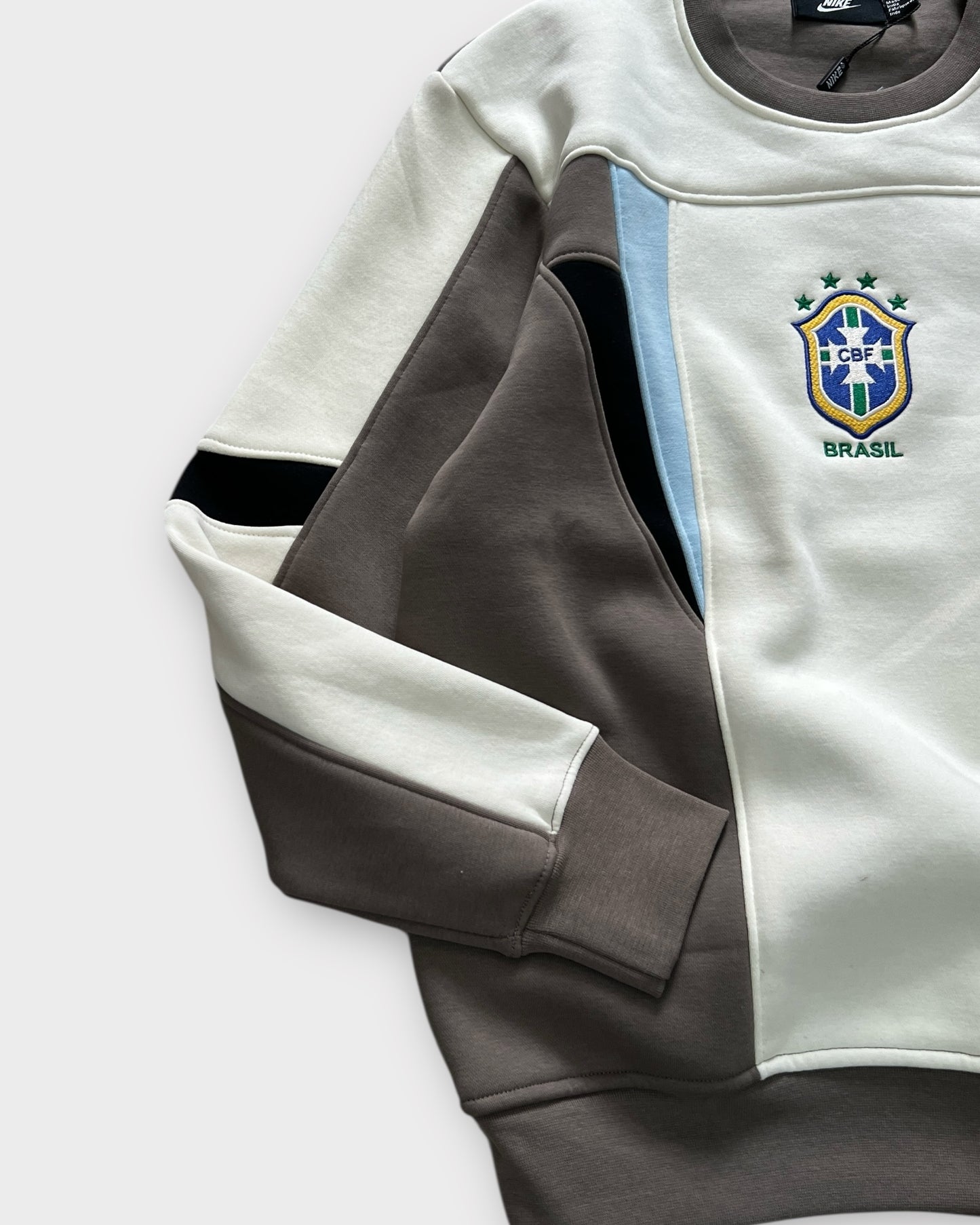 Team Brazil Panel Crewneck "400+ GSM" - Cream/Brown