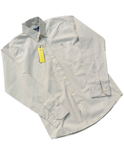 Striped Pure Cotton Shirt - Light Beige