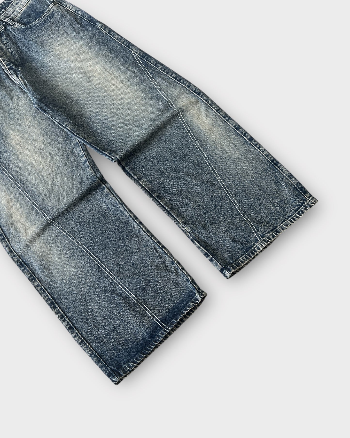 Vintage Wash Baggy Wide Leg Jeans