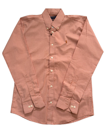 Micro-check Cotton Shirt - Rust Orange