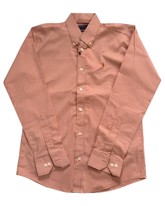 Micro-check Cotton Shirt - Rust Orange