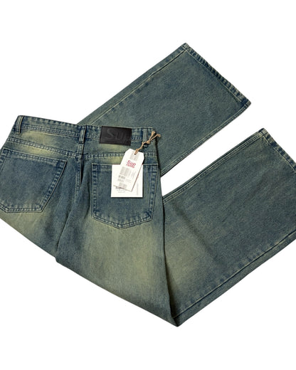 Tinted Green Baggy Wide Fit Jeans
