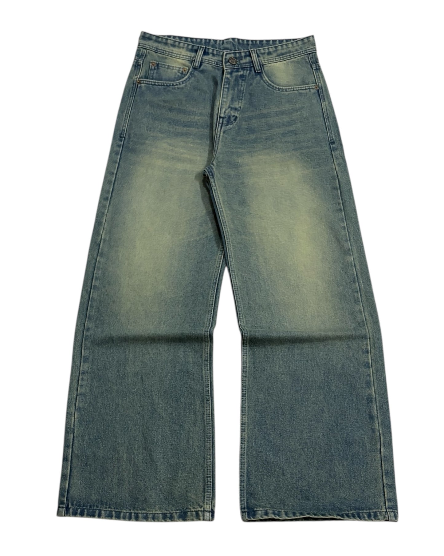 Tinted Green Baggy Wide Fit Jeans