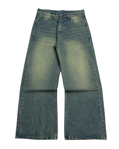 Tinted Green Baggy Wide Fit Jeans