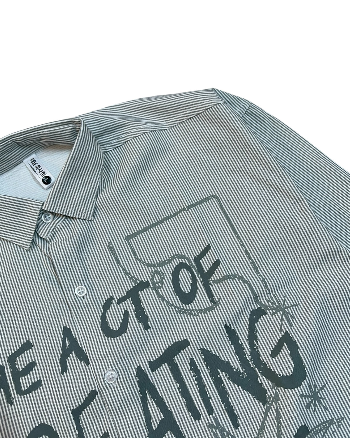 Striped Boxy Pure Cotton Shirt - Grey