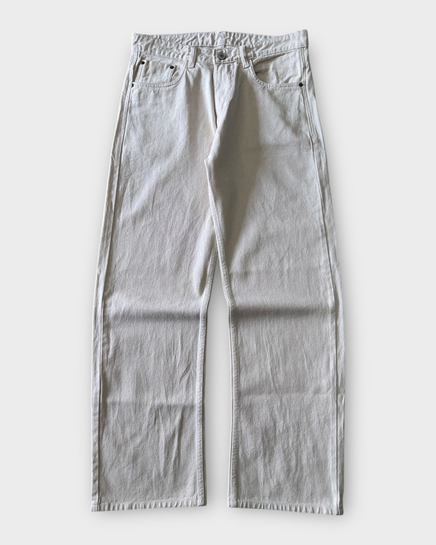 Off-White/Beige Relaxed Straight Fit Denim