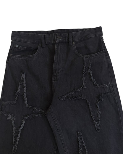 Original Star Frayed Baggy Jeans - Black