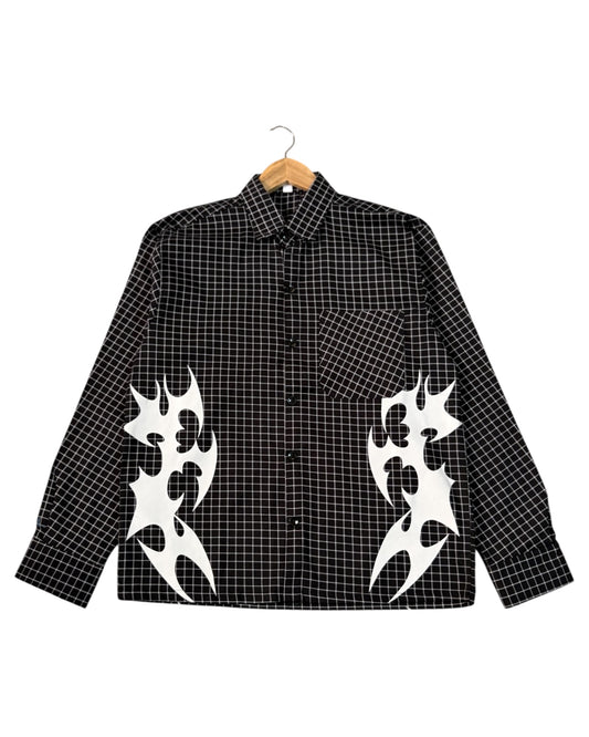 Black Check Boxy Pure Cotton Shirt