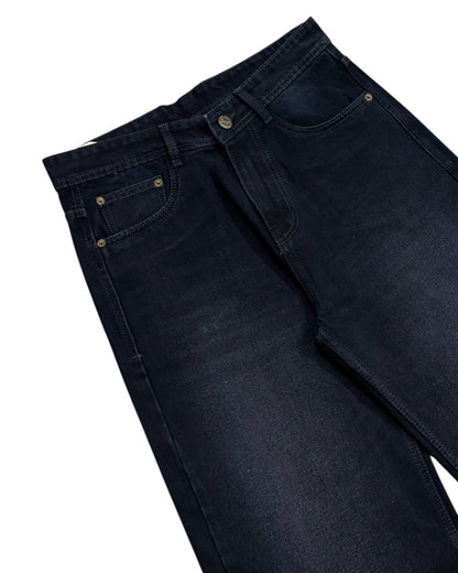 Dark Black Faded Baggy Wide Fit Jeans