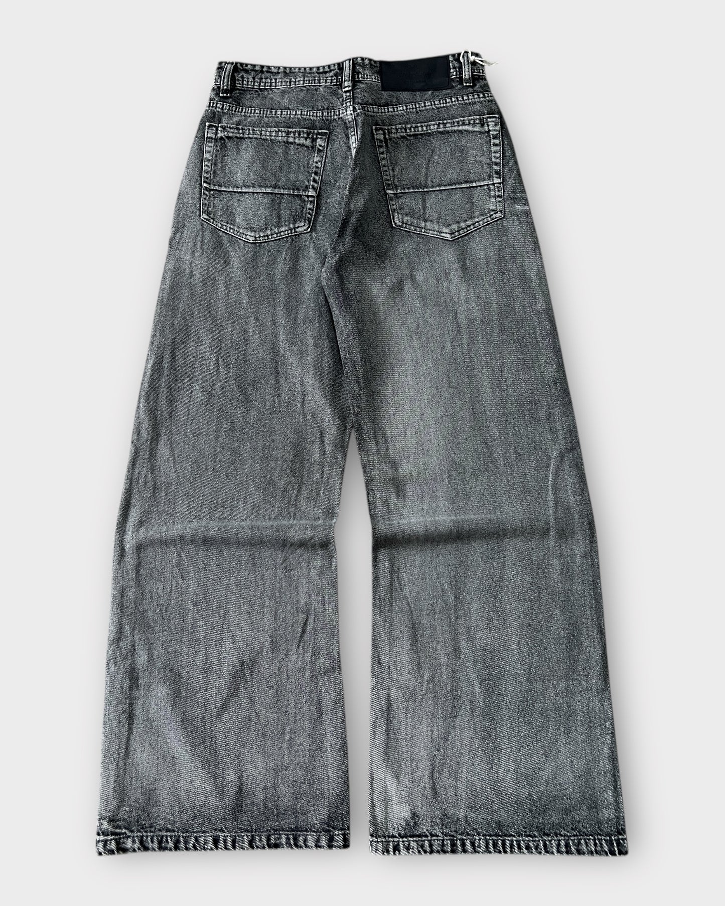 Charcoal Grey Vintage Wash Baggy Wide Leg Jeans
