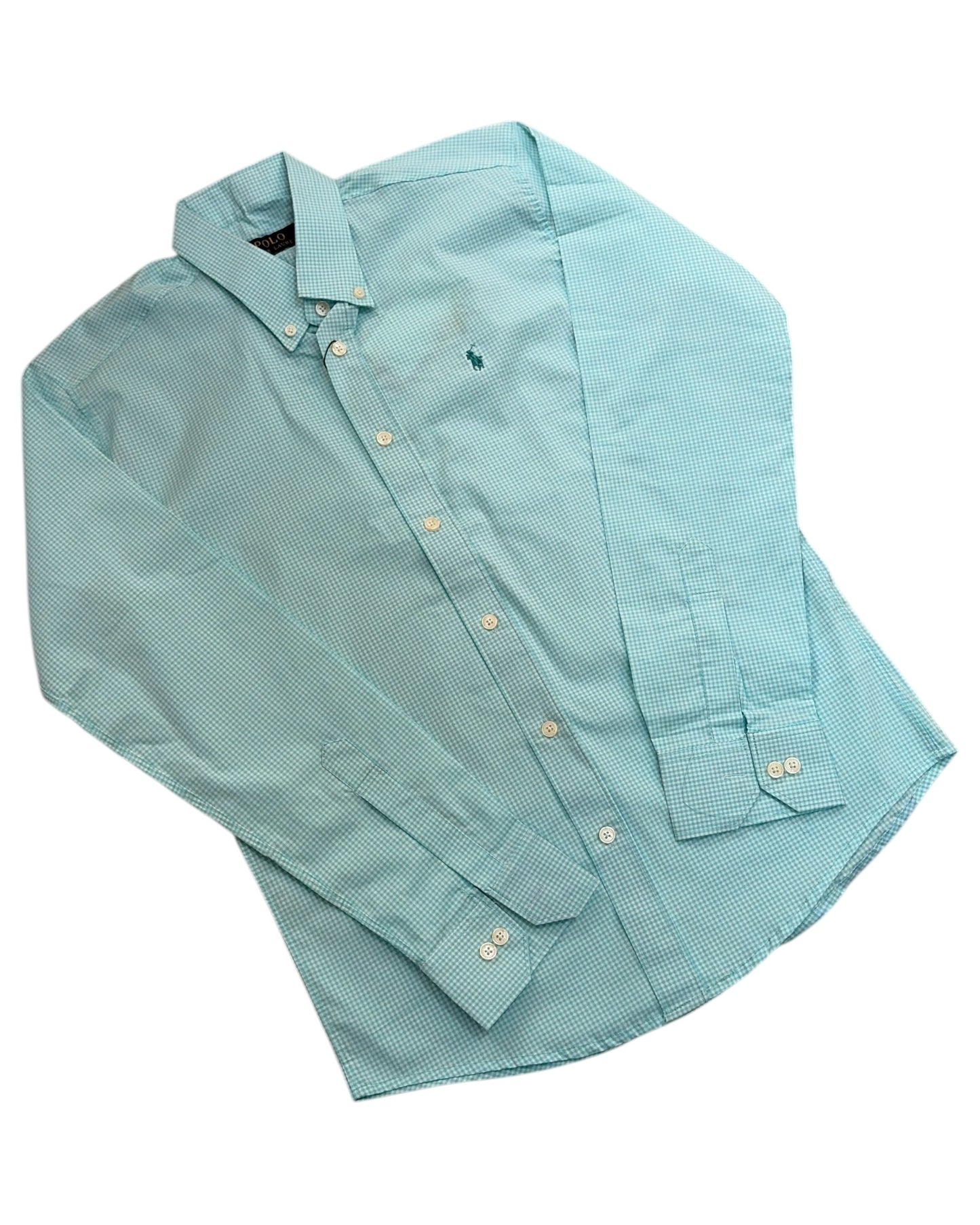 Micro-check Cotton Shirt - Sea Green