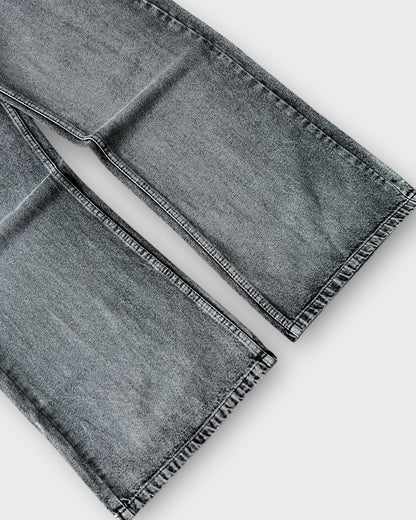 Charcoal Grey Vintage Wash Baggy Wide Leg Jeans