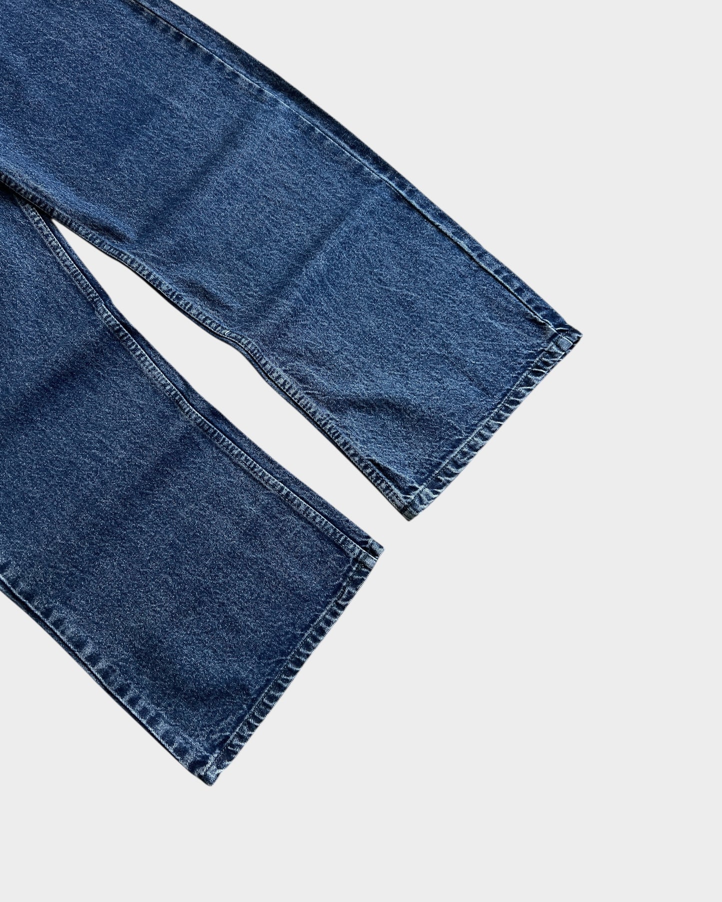 90s Retro Dark Blue Stone Wash Baggy Wide Denim