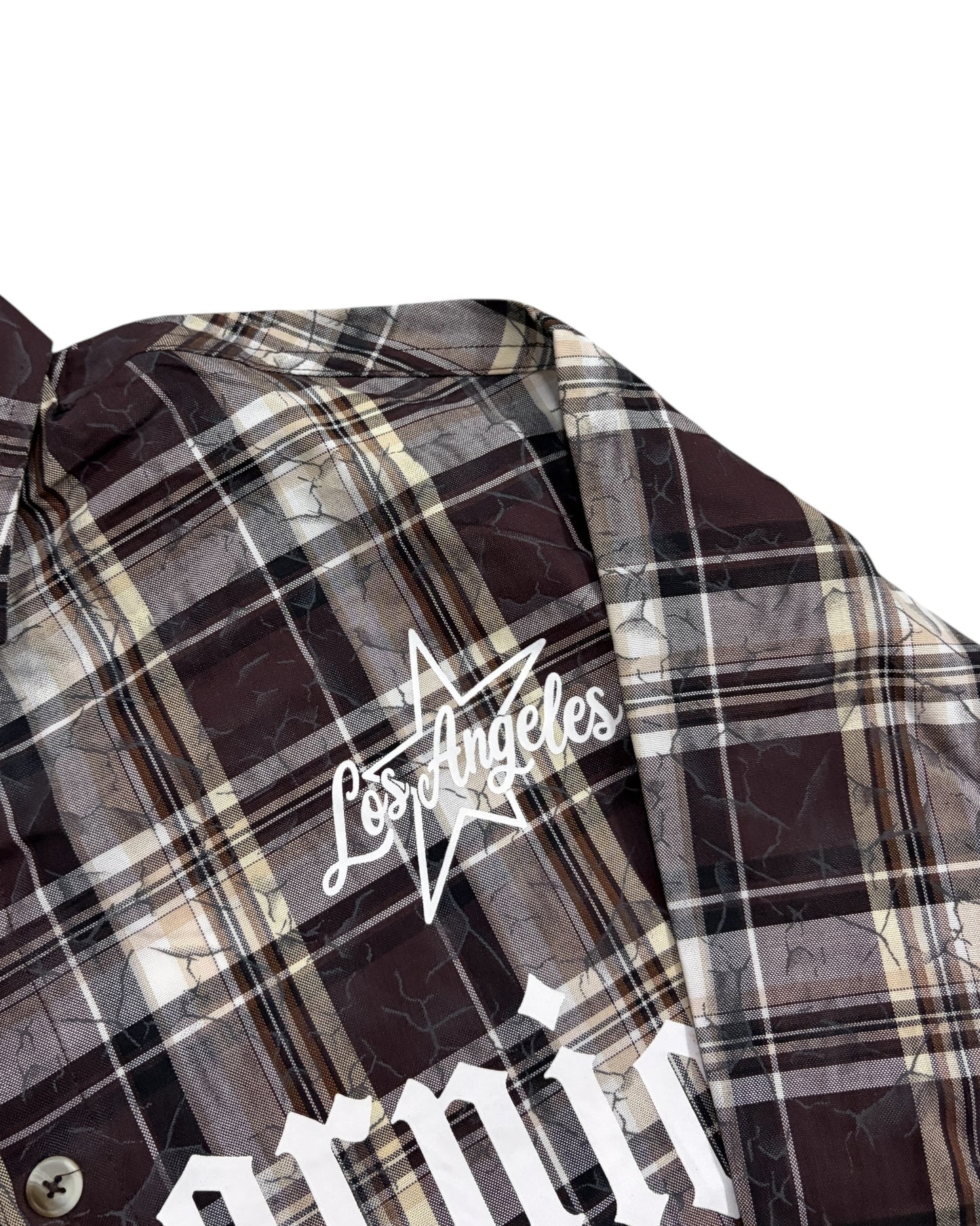 Dusty Check Boxy Shirt - Wine Brown