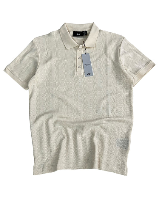 Knitted Cotton T-shirt - Cream White