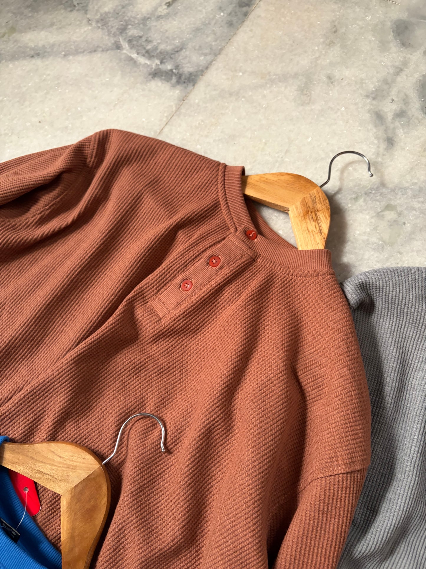 Henley Boxy Waffle Tee