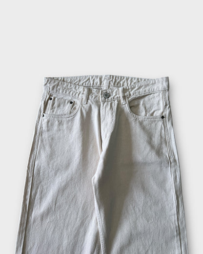 Off-White/Beige Relaxed Straight Fit Denim