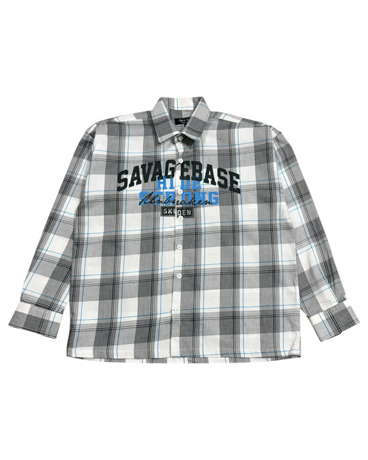 White Savage Base Boxy Check Shirt