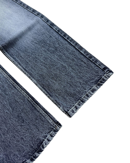 Dark Blue Stone Wash Baggy Wide Fit Jeans