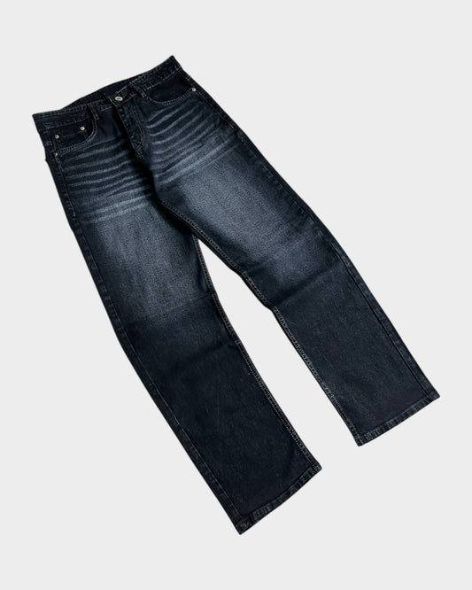 Washed Black Straight Stretch Denim