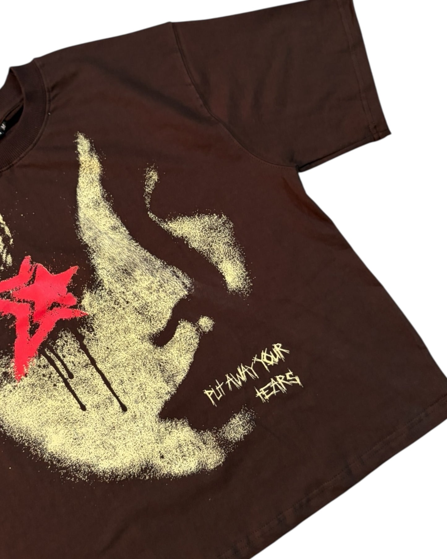 Boxy Fit Half Sleeve T-shirt - Tears Brown